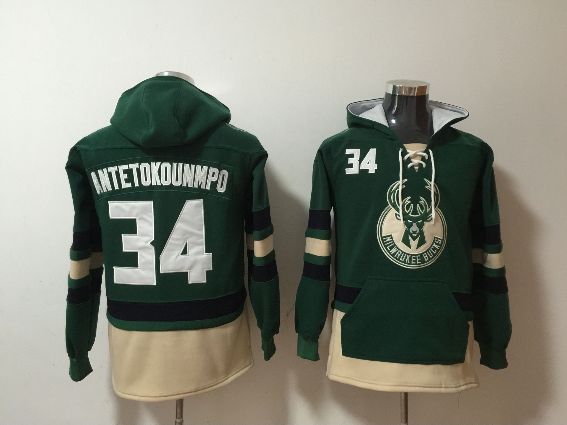 Bucks 34 Giannis Antetokounmpo Green Hoodie Sweatshirt