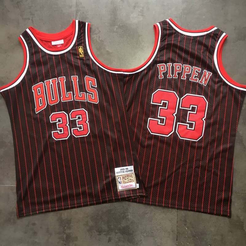 Bulls 33 Scottie Pippen Black 1995-96 Hardwood Classics Men Jersey