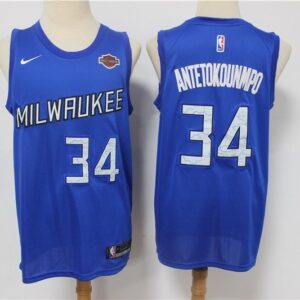 Bucks 34 Giannis Antetokounmpo Navy 2020-21 City Edition Men Jersey