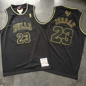 Bulls 23 Michael Jordan Black 1997-98 Season Hardwood Classics Men Jersey