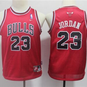 Bulls 23 Michael Jordan Red Mesh Throwback  Youth Jersey