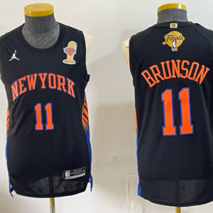 New York Knicks 11 Brunson Black Finals & Champions Men Jersey