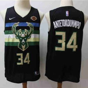 Bucks 34 Giannis Antetokounmpo Black Men Jersey