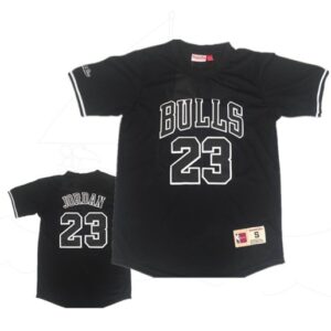 Bulls 23 Michael Jordan Black Short Sleeve Mitchell & Ness Men Jersey