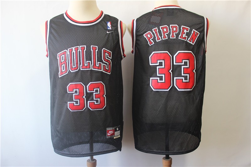 Bulls 33 Scottie Pippen Black Throwback Men Jersey
