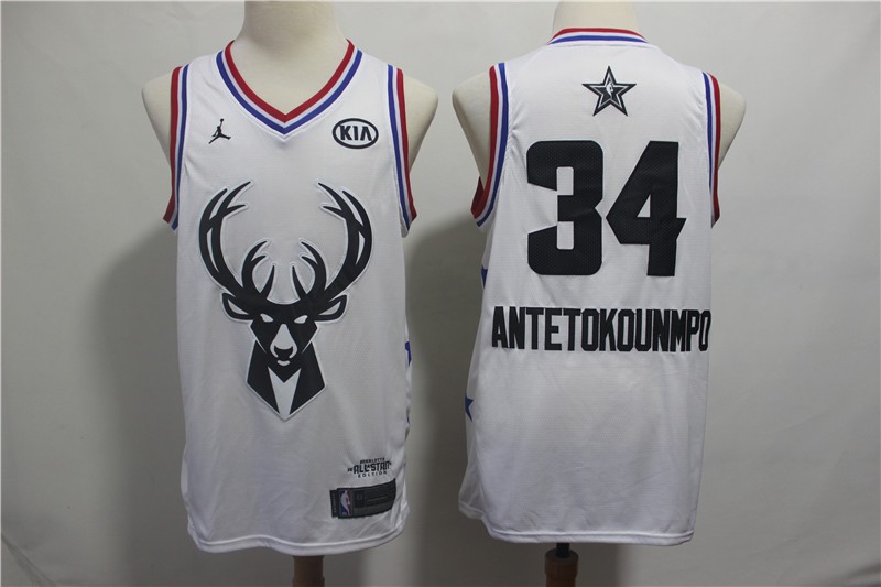 Bucks 34 Giannis Antetokounmpo 2019 All-Star White Swingman Men Jersey