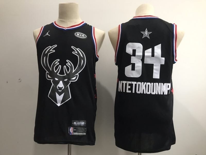 Bucks 34 Giannis Antetokounmpo 2019 All-Star Black Swingman Men Jersey