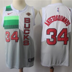 Bucks 34 Giannis Antetokounmpo White Earned Edition Men Jersey