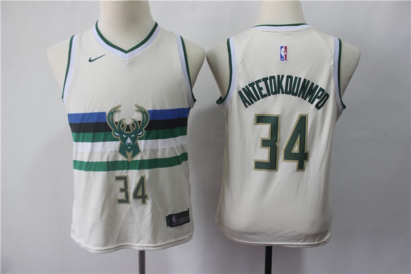 Bucks 34 Giannis Antetokounmpo Cream City Edition Youth Jersey