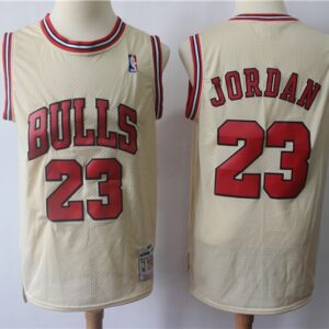 Bulls 23 Michael Jordan Cream Hardwood Classics Men Jersey