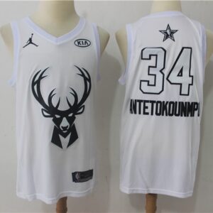 Bucks 34 Giannis Antetokounmpo White 2018 All-Star Game Swingman Men Jersey