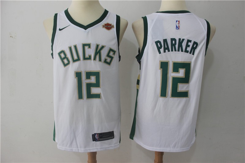 Bucks 12 Jabari Parker White Swingman Men Jersey