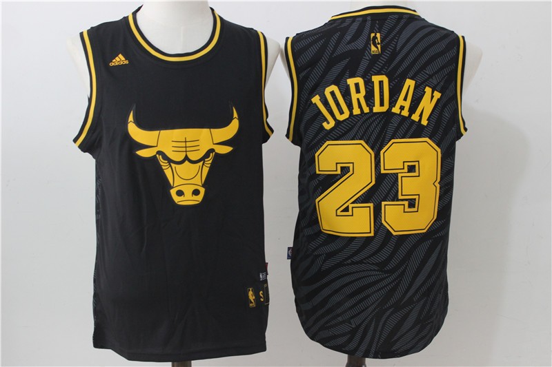 Bulls 23 Michael Jordan Black Metals Men Men Jersey