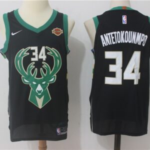 Bucks 34 Giannis Antetokounmpo 2017-18 New Season Black Men Jersey