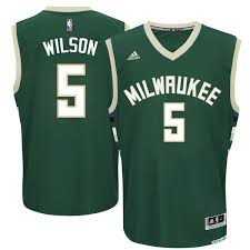 Adidas Milwaukee Bucks 5 D. J. Wilson Green 2017 Draft Men Jersey