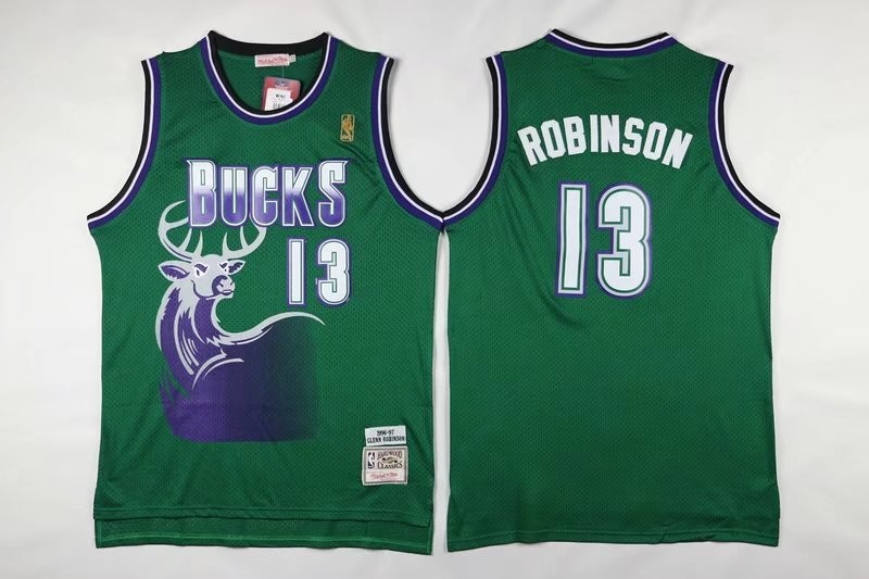 Bucks 13 Robinson Green Hardwood Classics Men Jersey