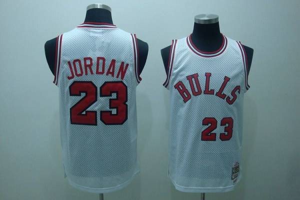 Bulls 23 Michael Jordan White Throwback Men Jersey