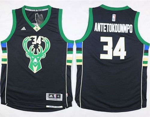Bucks 34 Giannis Antetokounmpo Black Youth Jersey