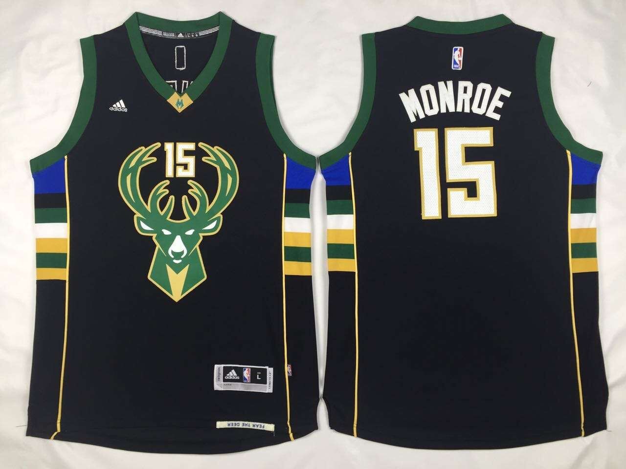 Bucks 15 Greg Monroe Black Alternate Men Jersey