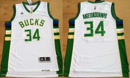 Bucks 34 Giannis Antetokounmpo White Revolution 30 Men Jersey