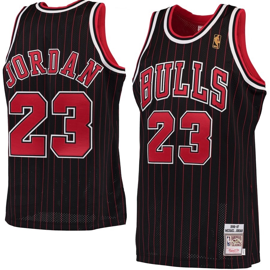 Bulls 23 Michael Jordan Mitchell & Ness Black 1996-97 Hardwood Classics Men Jersey