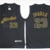 Bulls 23 Michael Jordan Black Gold Anniversary Men Jersey
