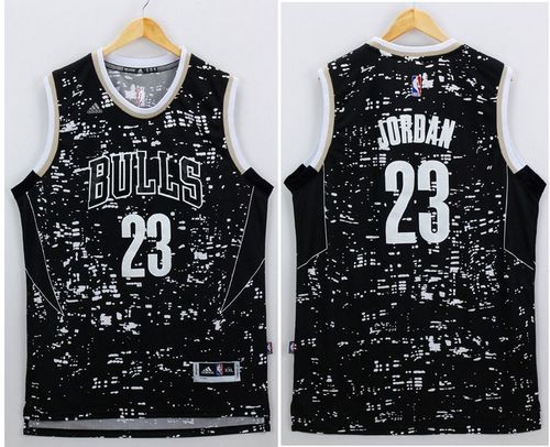 Bulls 23 Michael Jordan Black City Light Men Jersey
