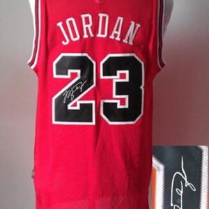 Bulls 23 Michael Jordan Red Revolution 30 Autographed Men Jersey