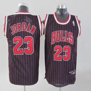 Bulls 23 Michael Jordan Black Red Strip Youth Jersey