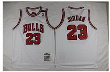Bulls 23 Michael Jordan White Men Jersey