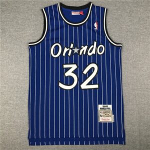 Magic 32 Shaquille O'Neal  Blue Throwback Men Jersey