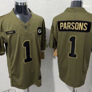 Nike Packers 1 Micah Parsons Olive 2025 Salute to Service F.U.S.E. Vapor Limited Men Jersey