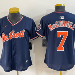 Detroit Tigers 7 McGonigle Navy Women Jersey