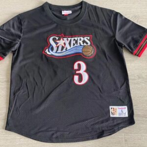 76ers 3 Allen Iverson Black MITCHELL & NESS Men Jersey