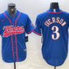 76ers 3 Allen Iverson Blue Vapor Baseball Limited Men Jersey