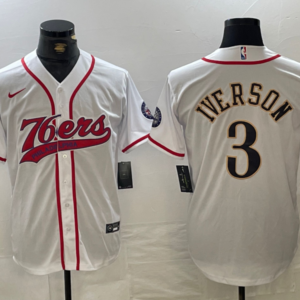 76ers 3 Allen Iverson White Vapor Baseball Limited Men Jersey