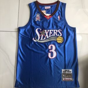 76ers 3 Allen Iverson Blue Hardwood Classics Men Jersey