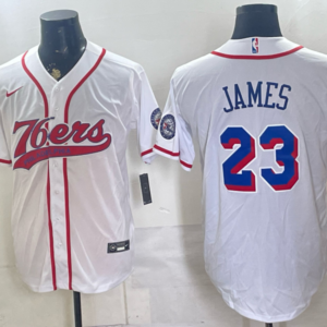 Philadelphia 76ers 23 LeBron James White Baseball Vapor Limited Men Jersey