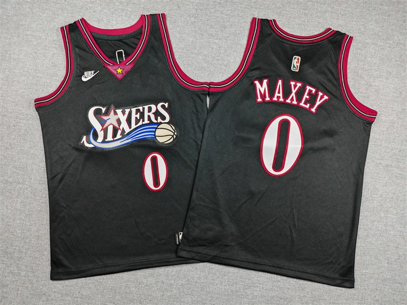 Philadelphia 76ers 0 Tyrese Maxey New Black Youth Jersey