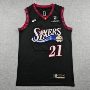 76ers 21 Joel Embiid New Black City Men Jersey