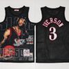 76ers 3 Allen Iverson Black Hardwood Classics Men Jersey