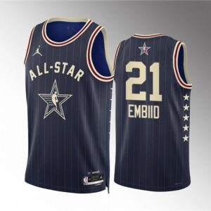 76ers 21 Joel Embiid Navy 2024 All Star Jordan Men Jersey