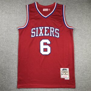 76ers 6 Julius Erving Red Throwback Men Jersey