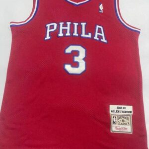 76ers 3 Allen Iverson Red Throwback Men Jersey