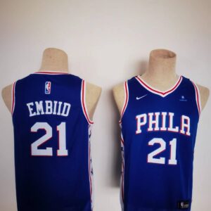 76ers 21 Joel Embiid Blue Youth Jersey