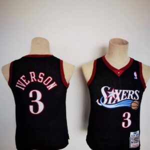 76ers 3 Allen Iverson Black Youth Jersey