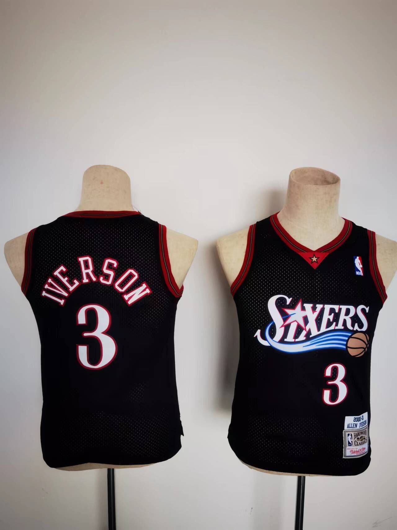 76ers 3 Allen Iverson Black Youth Jersey