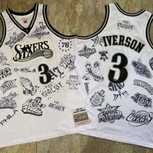 76ers 3 Allen Iverson Throwback White Men Jersey
