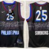 76ers 25 Ben Simmons Black 2020-21 City Edition Men Jersey