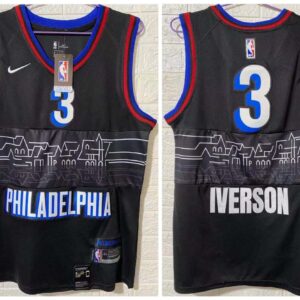 76ers 3 Allen Iverson Black 2020-21 City Edition Men Jersey